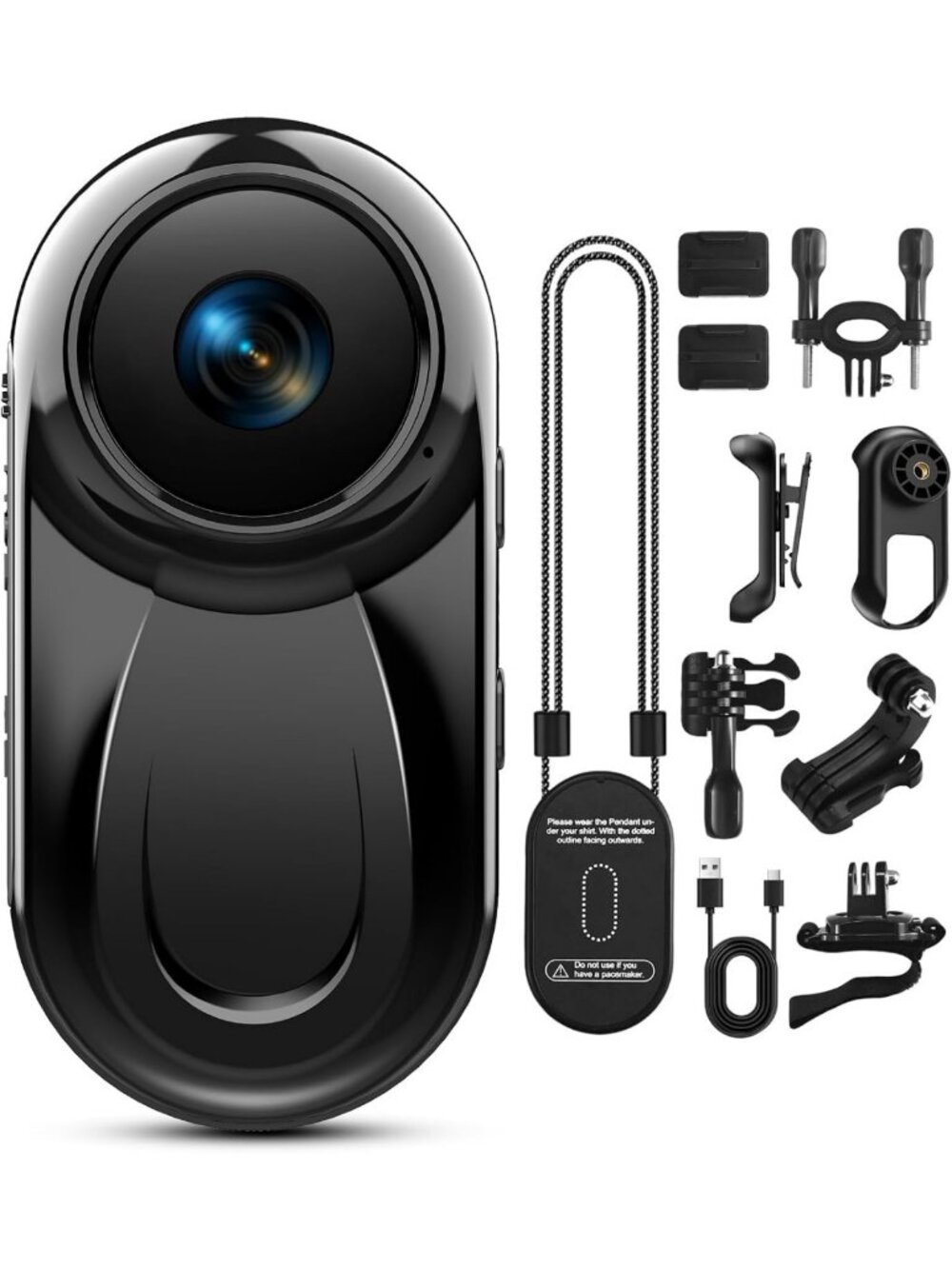 Compact Mini Body Camera - 120° Wide Angle POV, Magnetic Clip-On, Action Cam